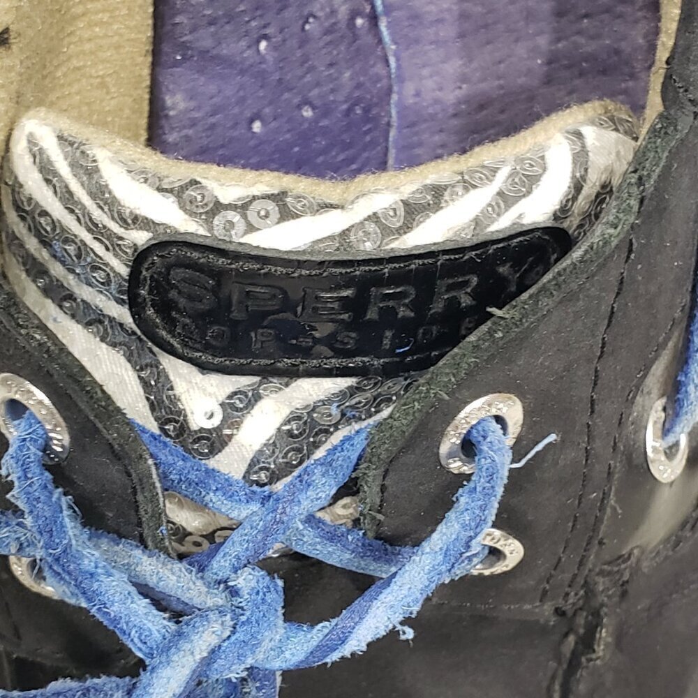 Sperry Top-sider  Leather Boat Shoes  Women's Size 9   Blue Zebra Print - Picture 7 of 8